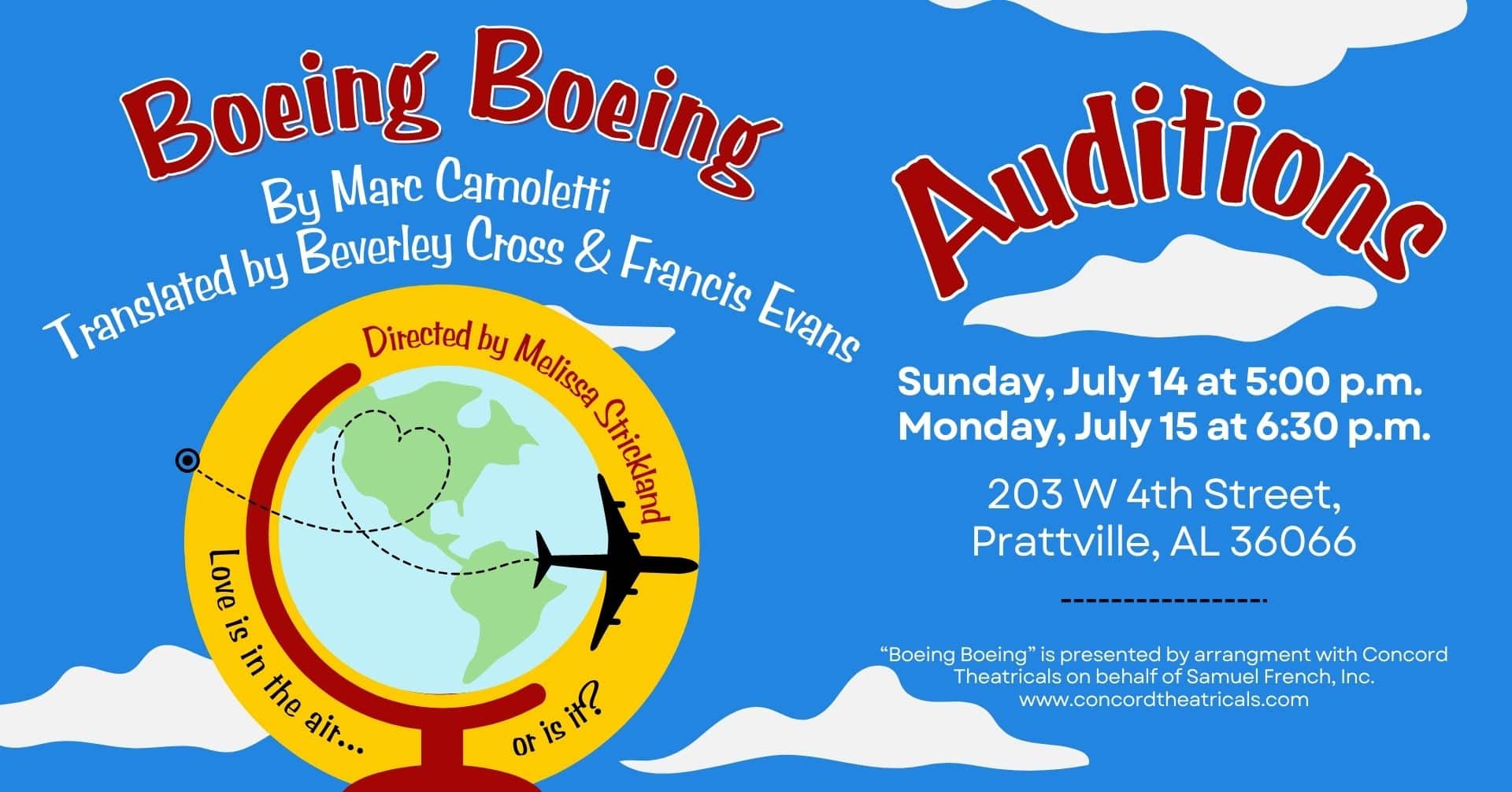 Prattville's Way Off Broadway Theatre presents Boeing Boeing - Auditions