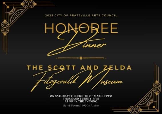 Prattville Arts Council Announces The Scott and Zelda Fitzgerald Museum as the Honoree for its 2025 Honoree Dinner and Silent Auction
