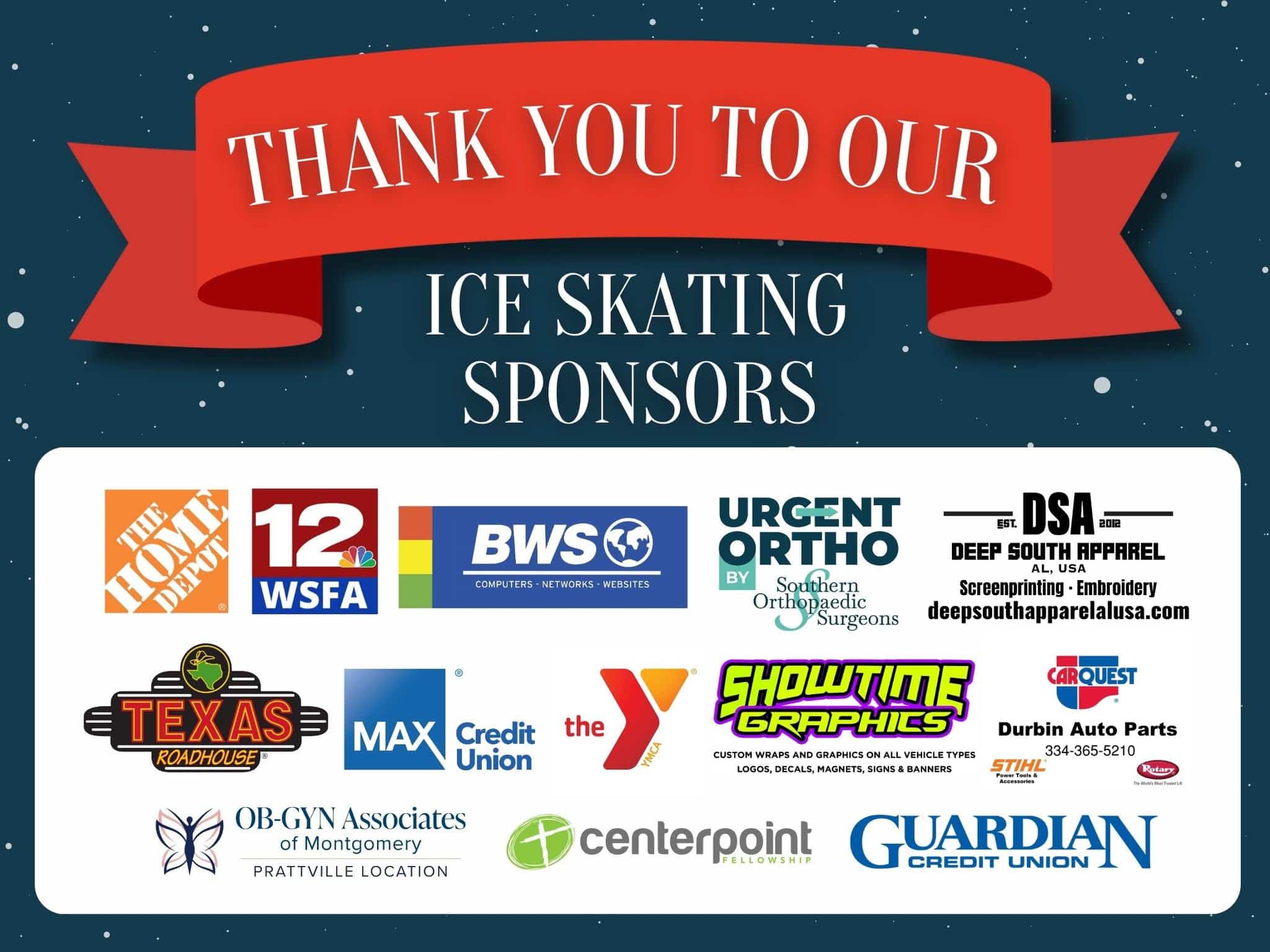Christmas In Prattville Ice Skating Sponsors