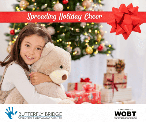 Way Off Broadway Theatre (WOBT) is proud to announce a special holiday partnership with Butterfly Bridge Children’s Advocacy Center during the theatre’s upcoming production of Closed for the Holidays, running December 11–21, 2025.